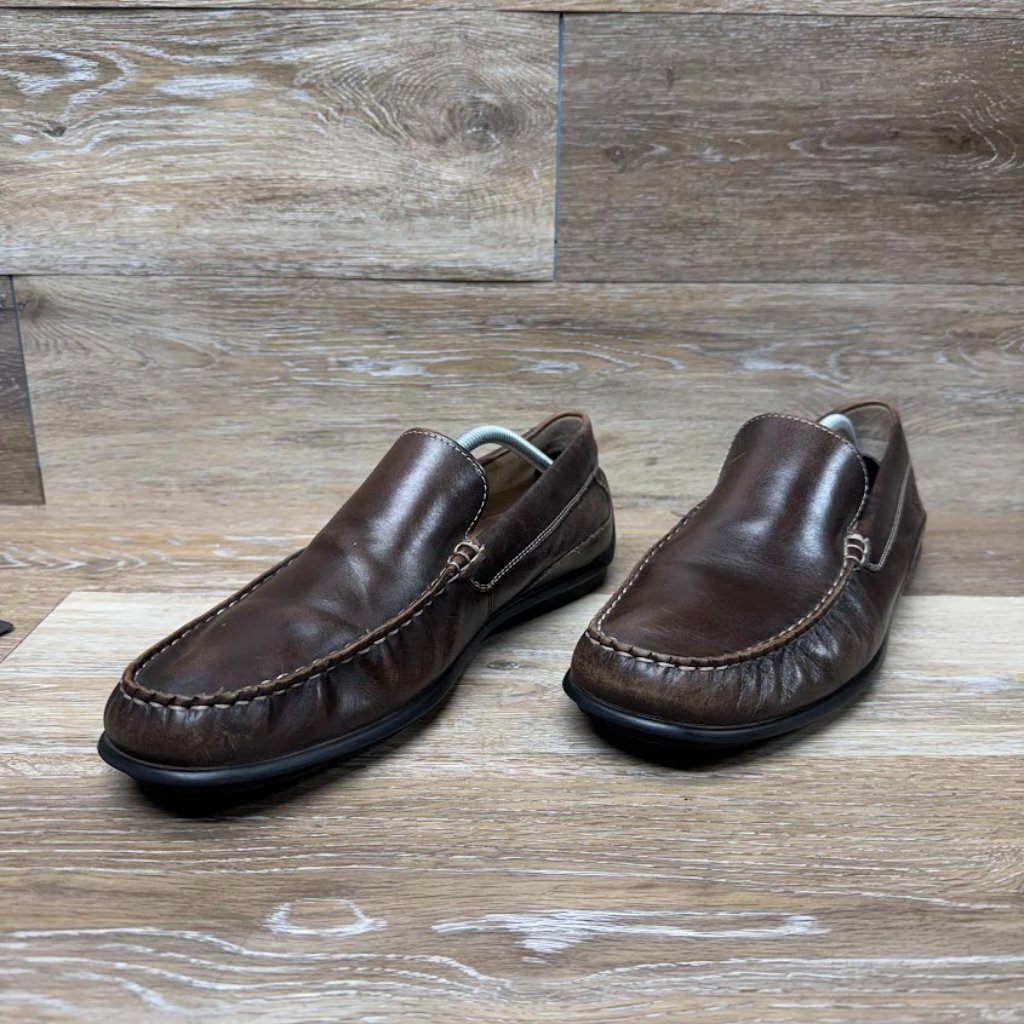 Ecco Brown Leather Moc Toe Slip On Loafer Extra Wide Men's Size Eu 45
